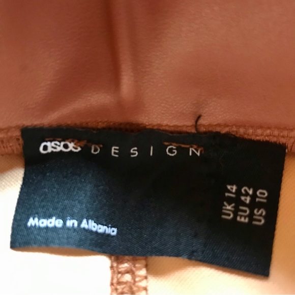 New without tags, ASOS faux leather tan mini skirt, size 10 - Picture 2 of 2